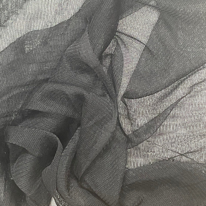100% Silk Tulle Tricot Knit - Black