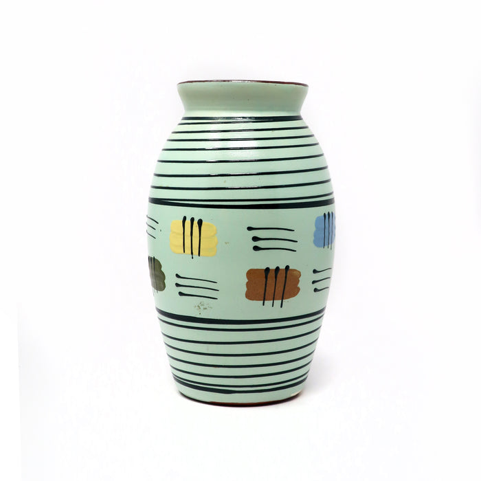 1960s Geometric Striped MCM Ceramic Vase by Babbacombe Pottery