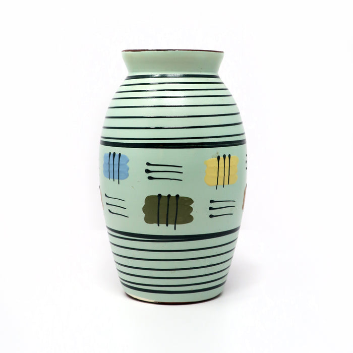 1960s Geometric Striped MCM Ceramic Vase by Babbacombe Pottery