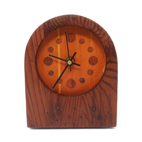 1970s Handcrafted Laminated Wood Desk Clock