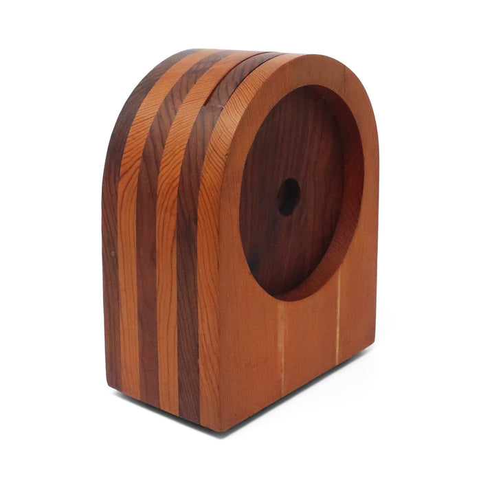 1970s Handcrafted Laminated Wood Desk Clock