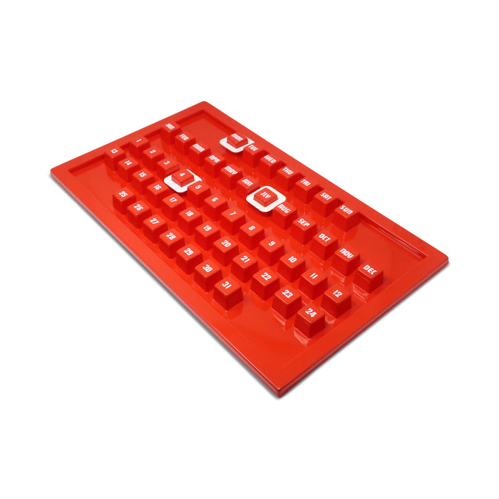 1970s Red Plastic Perpetual Calendar