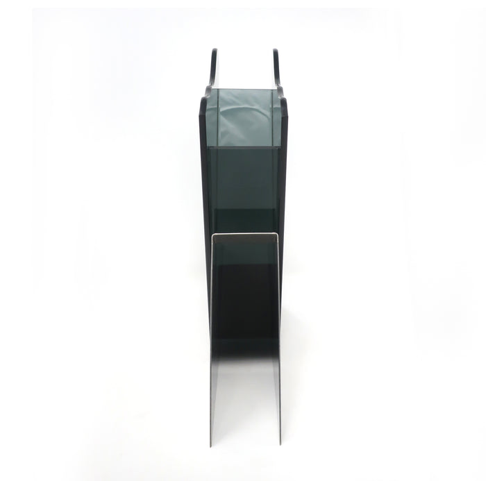 1980s Asymmetrical Smoked Glass & Metal Vase