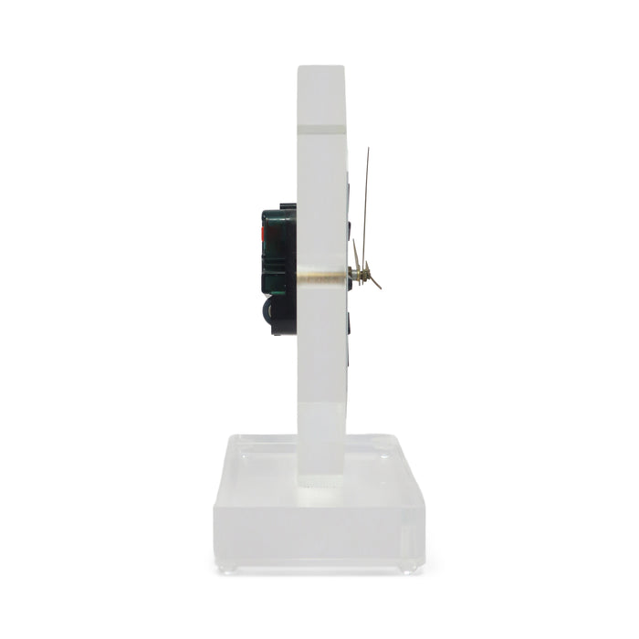 1980s Lucite & Brass Table Clock