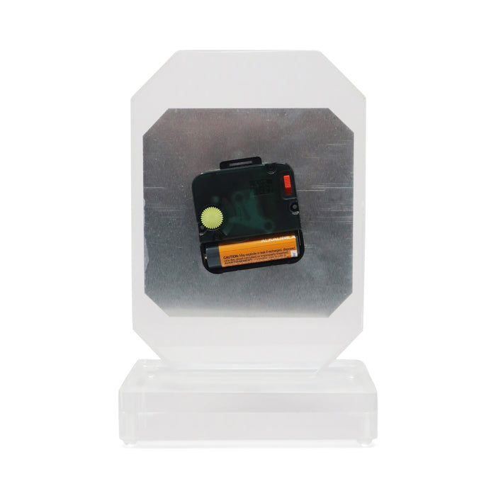 1980s Lucite & Brass Table Clock