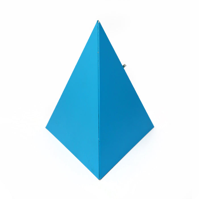 1980s Postmodern Blue Metal Pyramid Clock