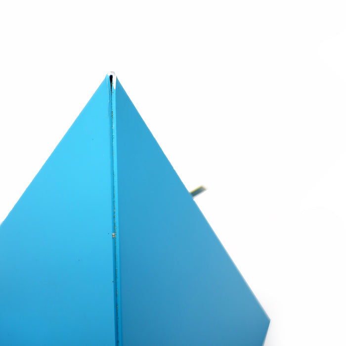1980s Postmodern Blue Metal Pyramid Clock