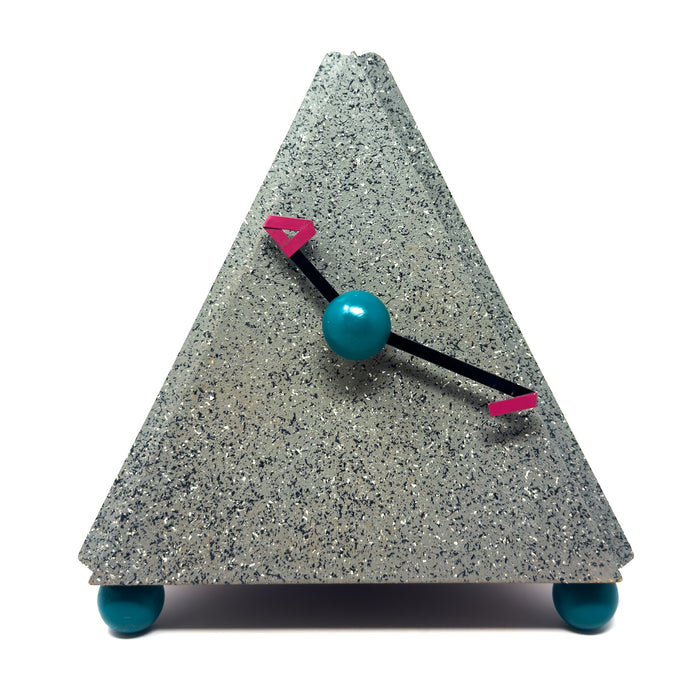 1980s Postmodern Triangular Mantel Clock with Splatter Finish