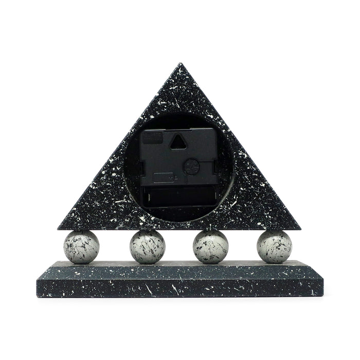 1980s Triangular Black Splatter Paint Desk Clock