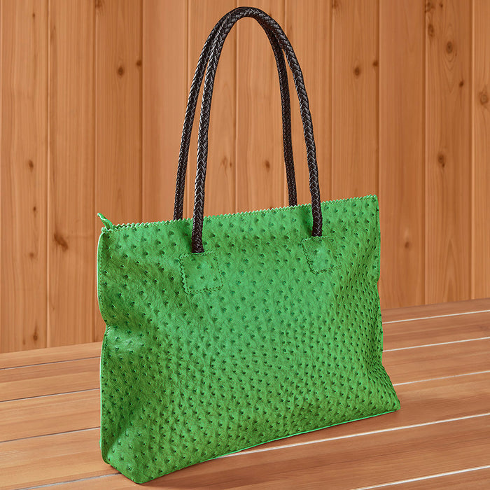 22 Tote Vegan Ostrich Leather Zip Tote Handbag