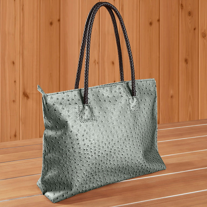 22 Tote Vegan Ostrich Leather Zip Tote Handbag