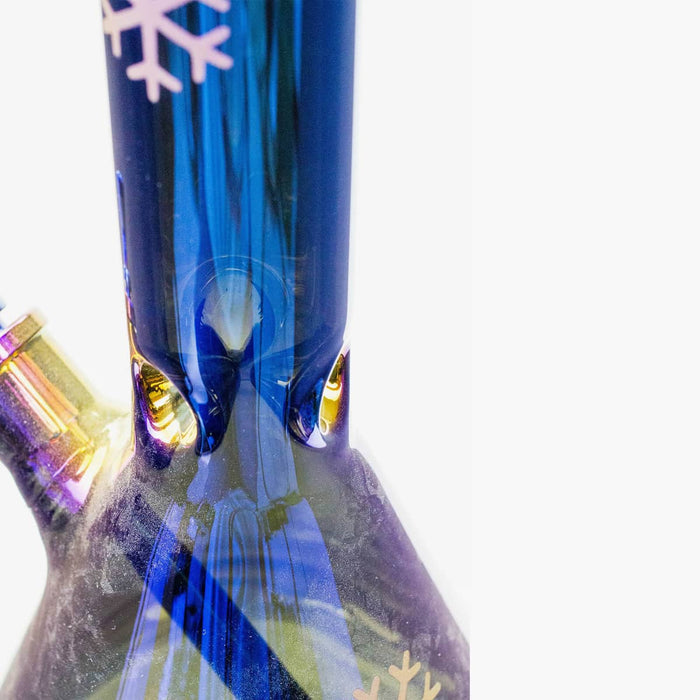 Infyniti_Snowflake metallic glass water bong blue base and ice catcher