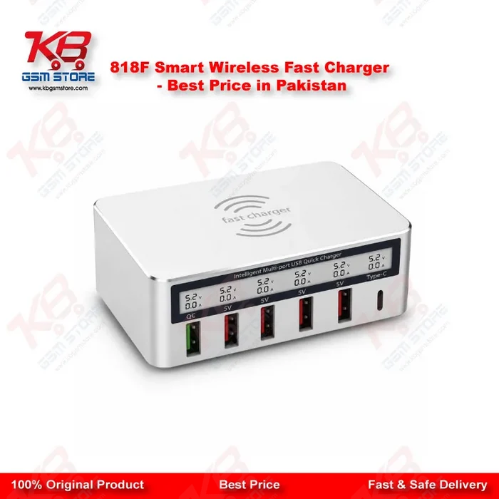 818F Smart Wireless Fast Charger – 6 Port QC3.0 Type-C Charging Station