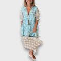 Airy Boho Dress with 3/4 Sleeves and Laced Neckline