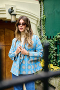 Allison Reversible Quilted Jacket - Blue Daisy