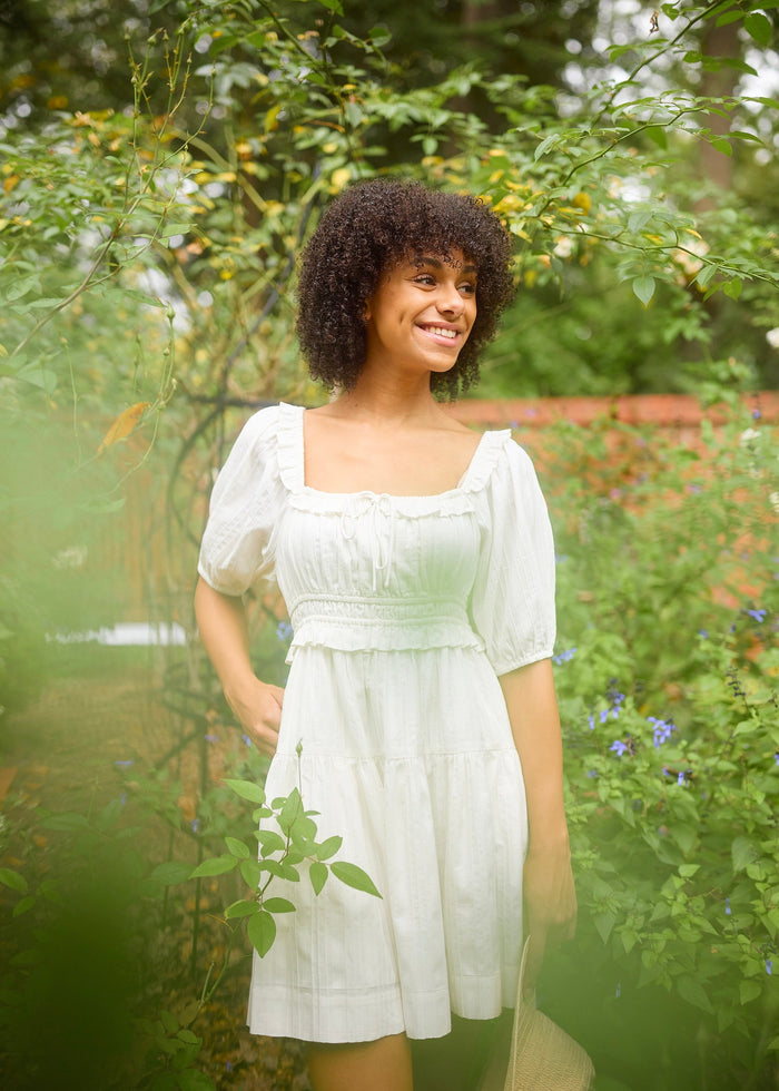 Amelia Dress Mini - White Pin Tuck