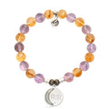 Amethyst Citrine Gemstone Bracelet with 11:11 Sterling Silver Charm