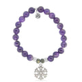 Amethyst Gemstone Bracelet with Snowflake Opal Sterling Silver Charm