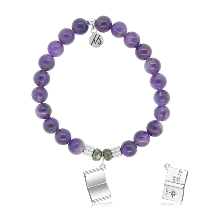 Amethyst Gemstone Bracelet with Your Story Sterling Silver Charm