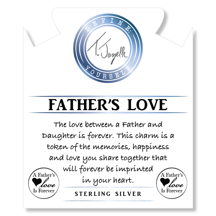Aqua Fire Agate Gemstone Bracelet with Father's Love Sterling Silver Charm