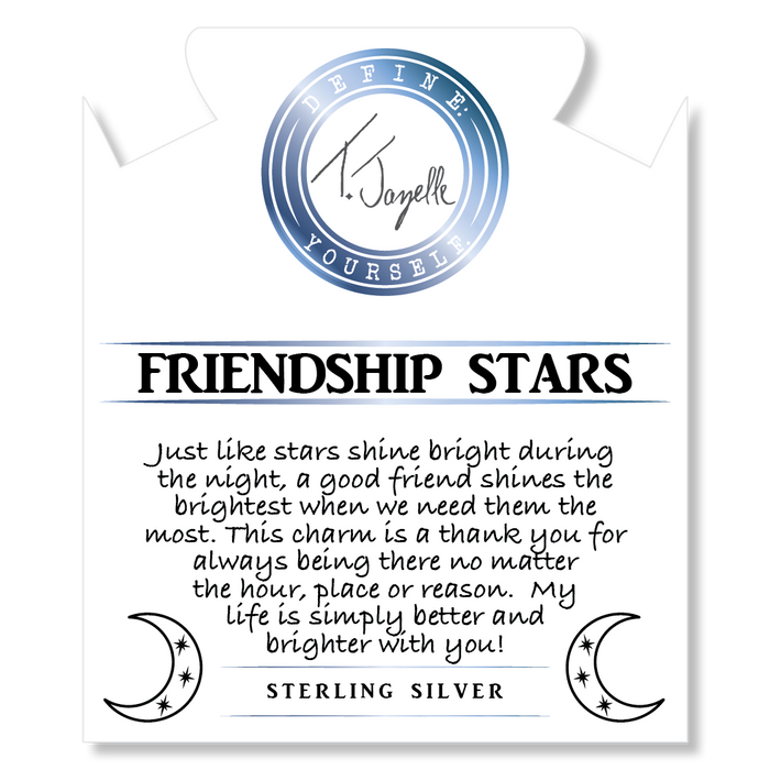Aqua Fire Agate Gemstone Bracelet with Friendship Stars Sterling Silver Charm