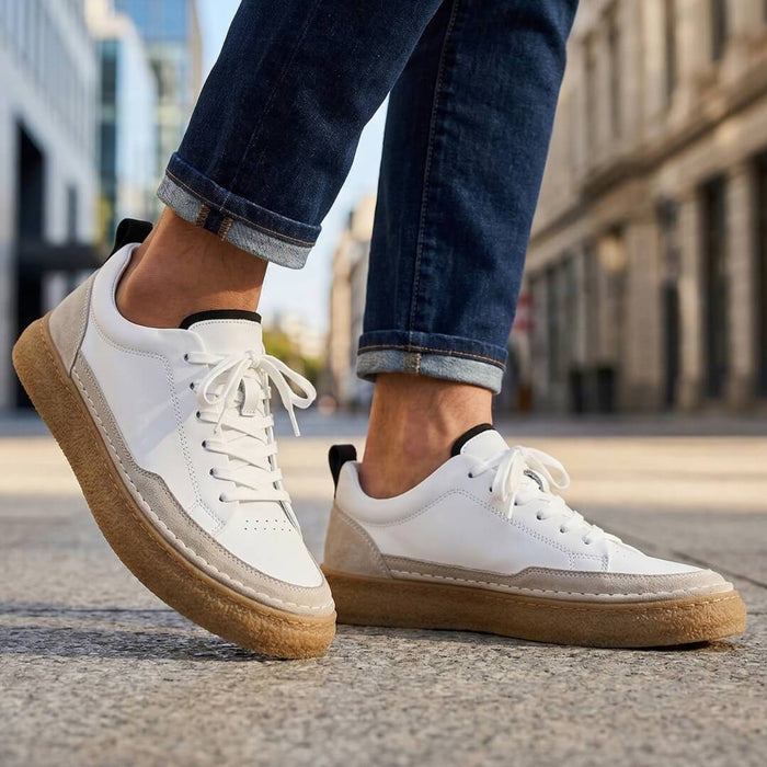 Ashby | Men's White Leather Platform Sneaker