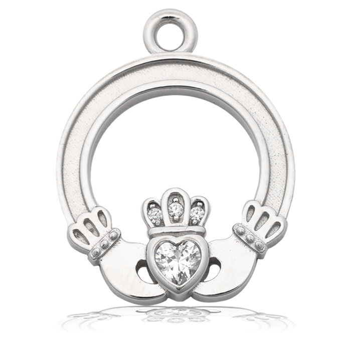 Australian Agate Gemstone Bracelet with Claddagh Sterling Silver Charm