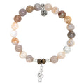 Australian Agate Gemstone Bracelet with Music Note Sterling Silver Charm