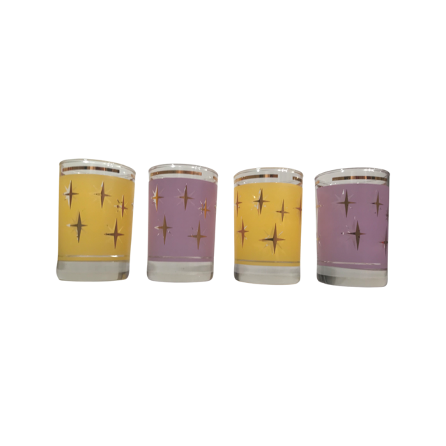 Bartlett Collins Mid-Century Atomic North Star Juice Glasses (Set of 4)
