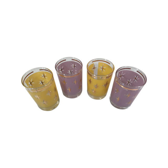 Bartlett Collins Mid-Century Atomic North Star Juice Glasses (Set of 4)