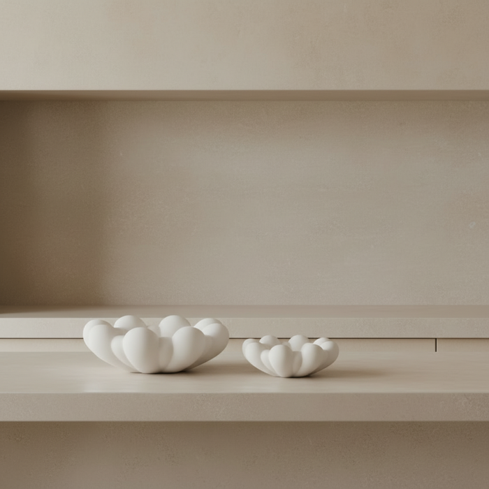 Bloom Tray Big and Medio on limestone counter
