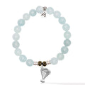 Blue Aquamarine Gemstone Bracelet with Thinking of You Sterling Silver Charm