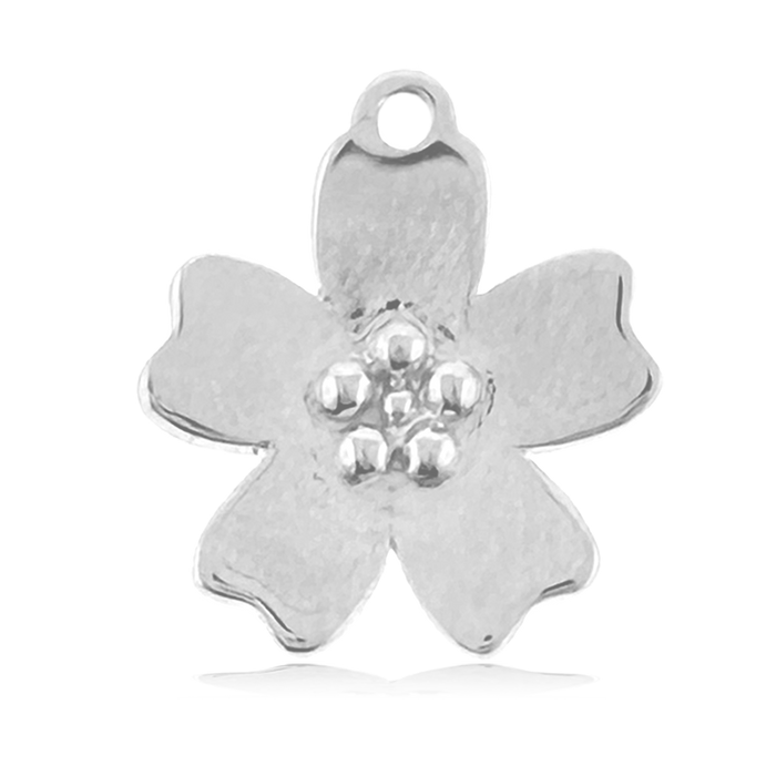 Blue Calcite Gemstone Bracelet with Forget Me Not Sterling Silver Charm