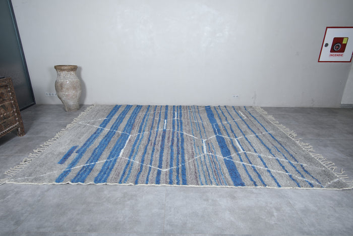 Blue & grey beni ourain rug - Hand-knotted custom carpet