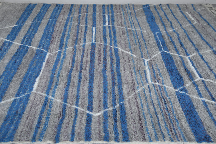 Blue & grey beni ourain rug - Hand-knotted custom carpet