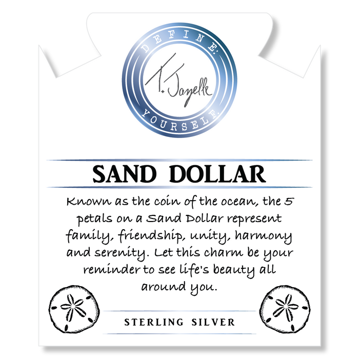Blue Quartzite Gemstone Bracelet with Sand Dollar CZ Sterling Silver Charm