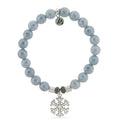 Blue Quartzite Gemstone Bracelet with Snowflake Opal Sterling Silver Charm