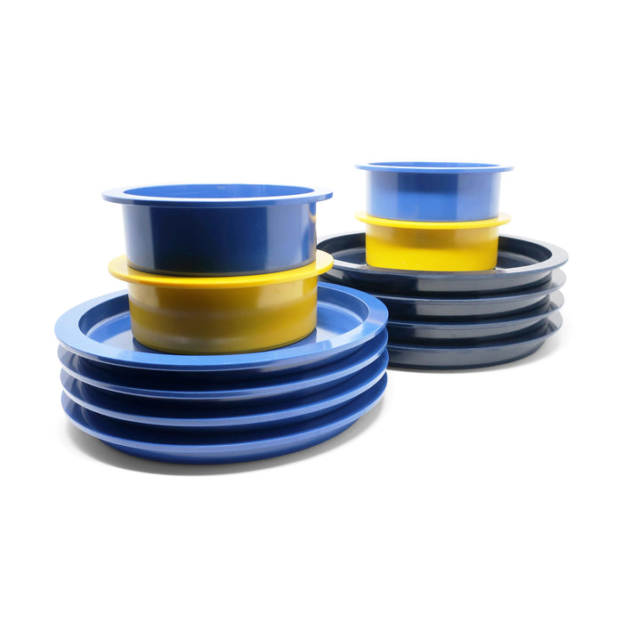 Blue & Yellow Stacking Dishes by Gunnar Cyren for Dansk - Set of Twelve