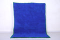 Blue rug & Green border - Moroccan plain blue rug - Blue carpet - Custom Rug
