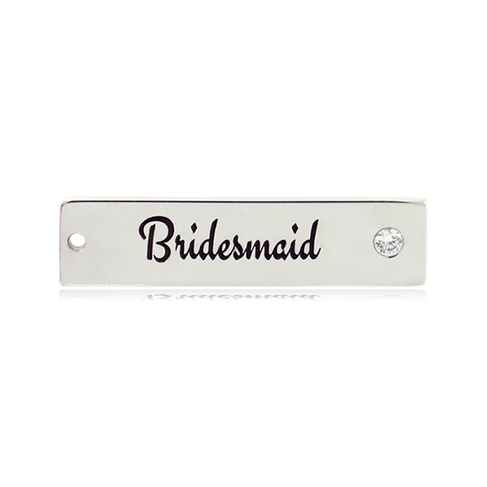 Bridal Collection: Amethyst Citrine Gemstone Bracelet with Bridesmaid Sterling Silver Charm Bar
