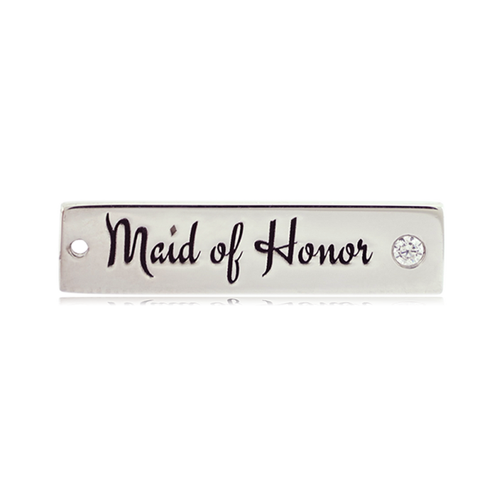 Bridal Collection: Amethyst Citrine Gemstone Bracelet with Maid of Honor Sterling Silver Charm Bar