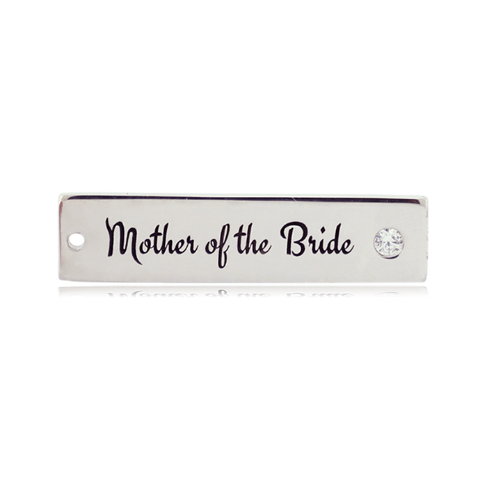 Bridal Collection: Amethyst Citrine Gemstone Bracelet with Mother of the Bride Sterling Silver Charm Bar