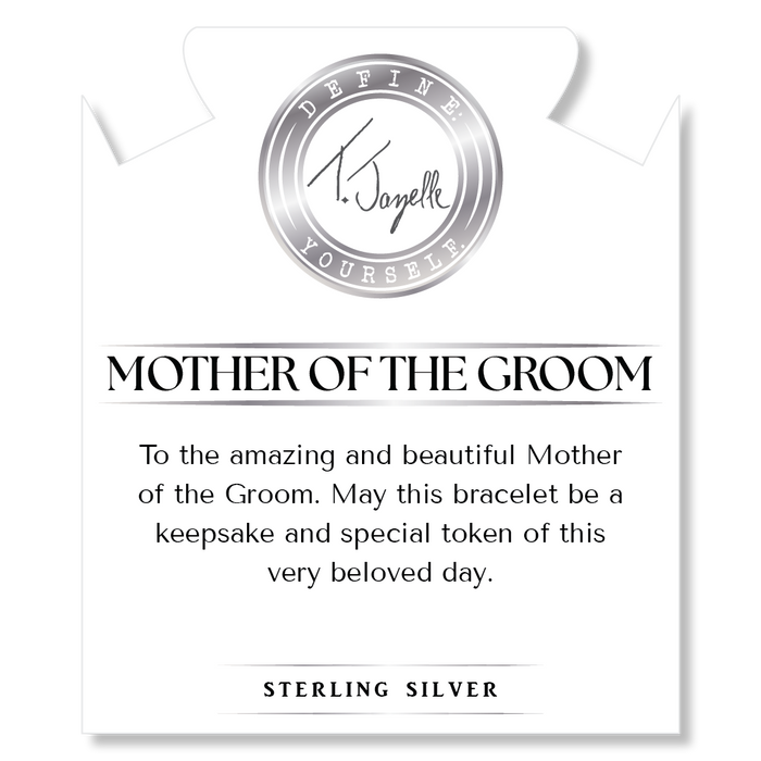 Bridal Collection: Amethyst Citrine Gemstone Bracelet with Mother of the Groom Sterling Silver Charm Bar