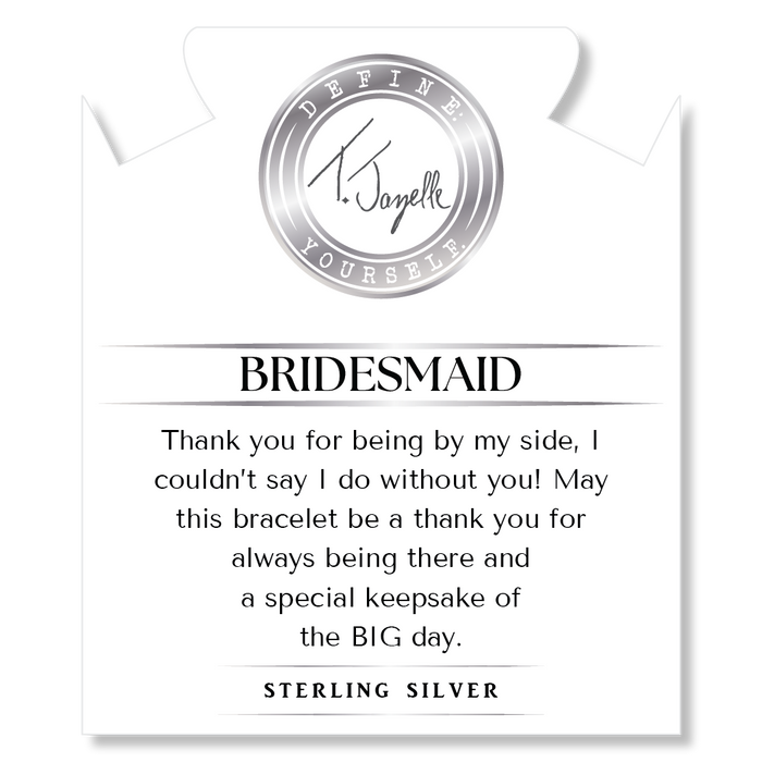 Bridal Collection: Rutilated Quartz Gemstone Bracelet with Bridesmaid Sterling Silver Charm Bar