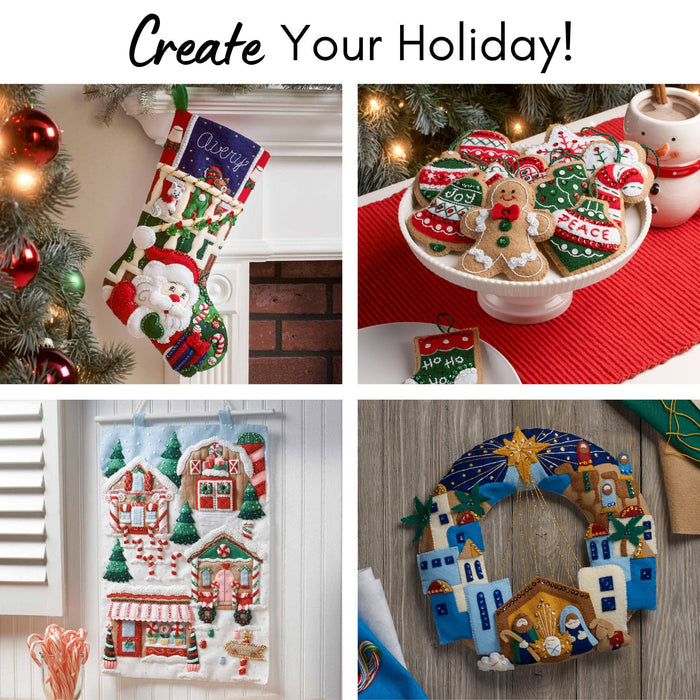 Bucilla Cats in Ugly Sweaters  Felt Ornaments Set of 6