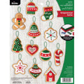 Bucilla Gingerbread Santa Felt Ornaments Set of 12