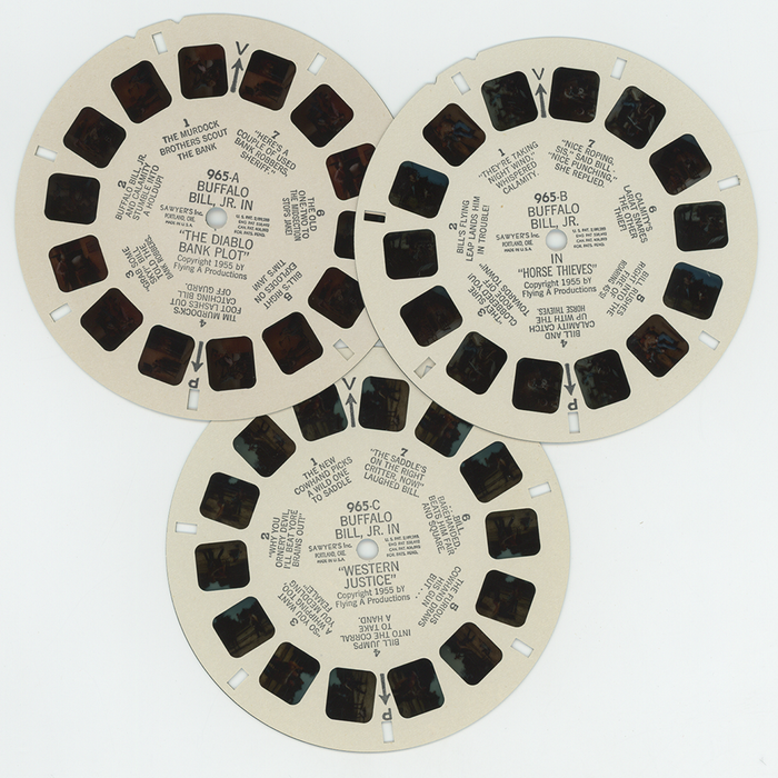 Buffalo Bill, Jr. - View-Master 3 Reel Packet - 1950's - vintage - (ECO-965ABC-S3)