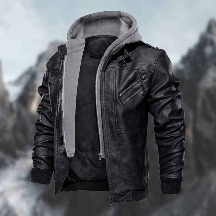 Cason | Men's Hooded Leather Bomber Jacket