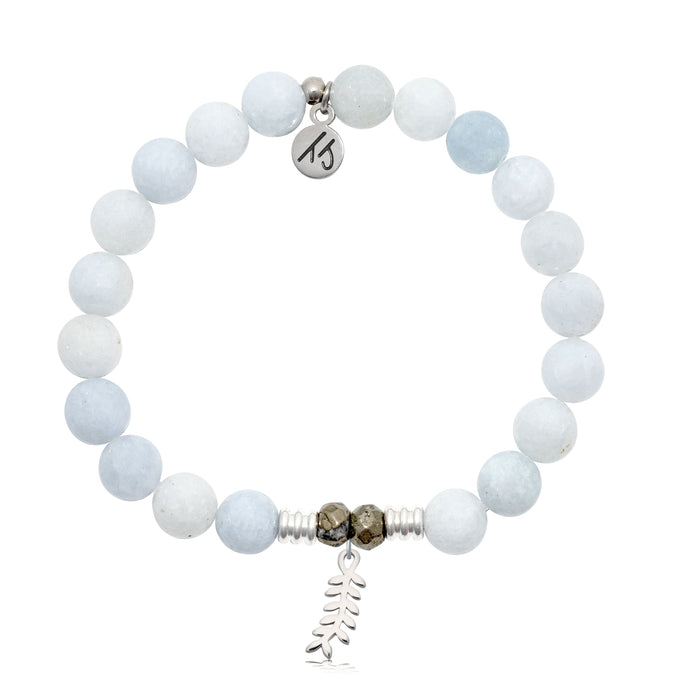 Celestine Gemstone Bracelet with Olive Branch Sterling Silver Charm