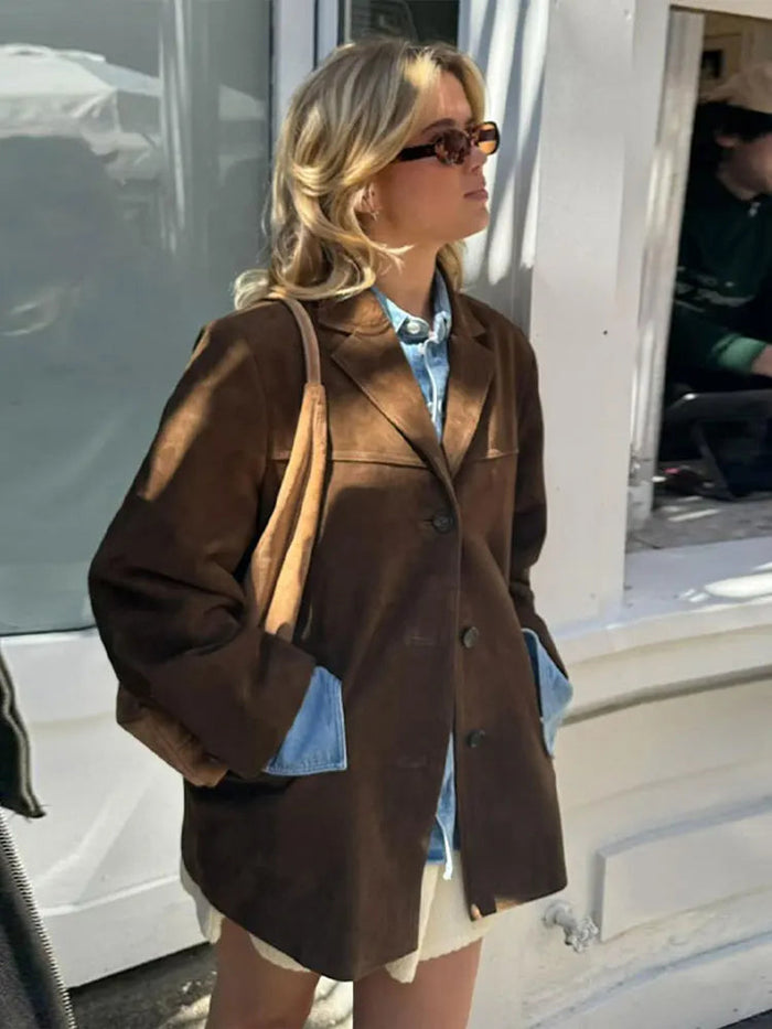 Claire | Women Suede Look Jacket Lightweight Polyester